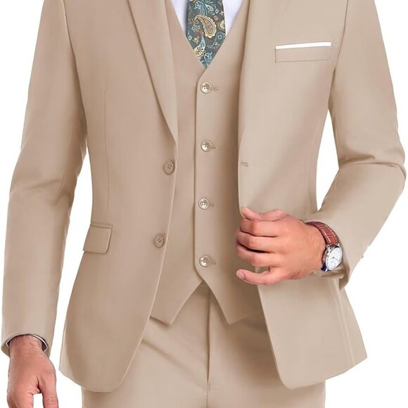 Other - Classic Men's 3-Piece Slim Fit Suit - Business Jacket, Vest, and Tie Included